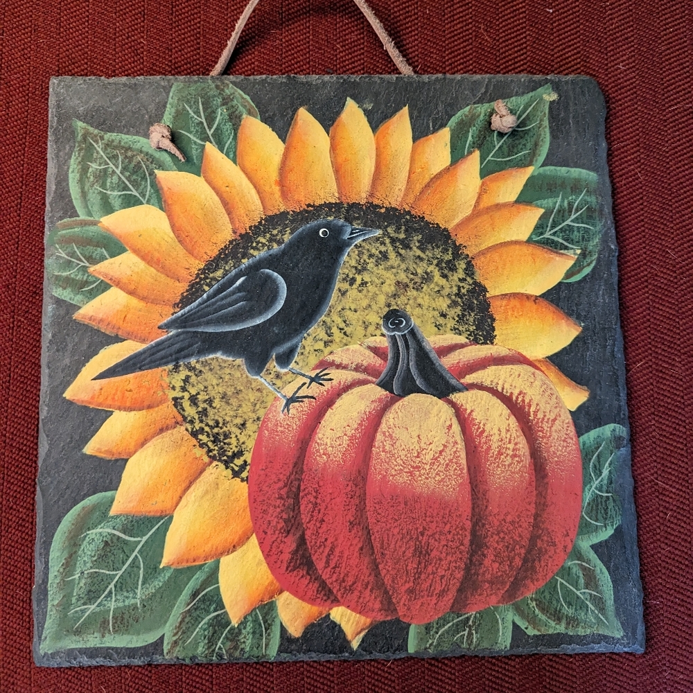 Sunflower and Pumpkin Slate Wall Art